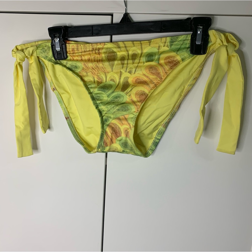 Lucky Brand Tropical Bird Floral Tie Bikini Bottoms